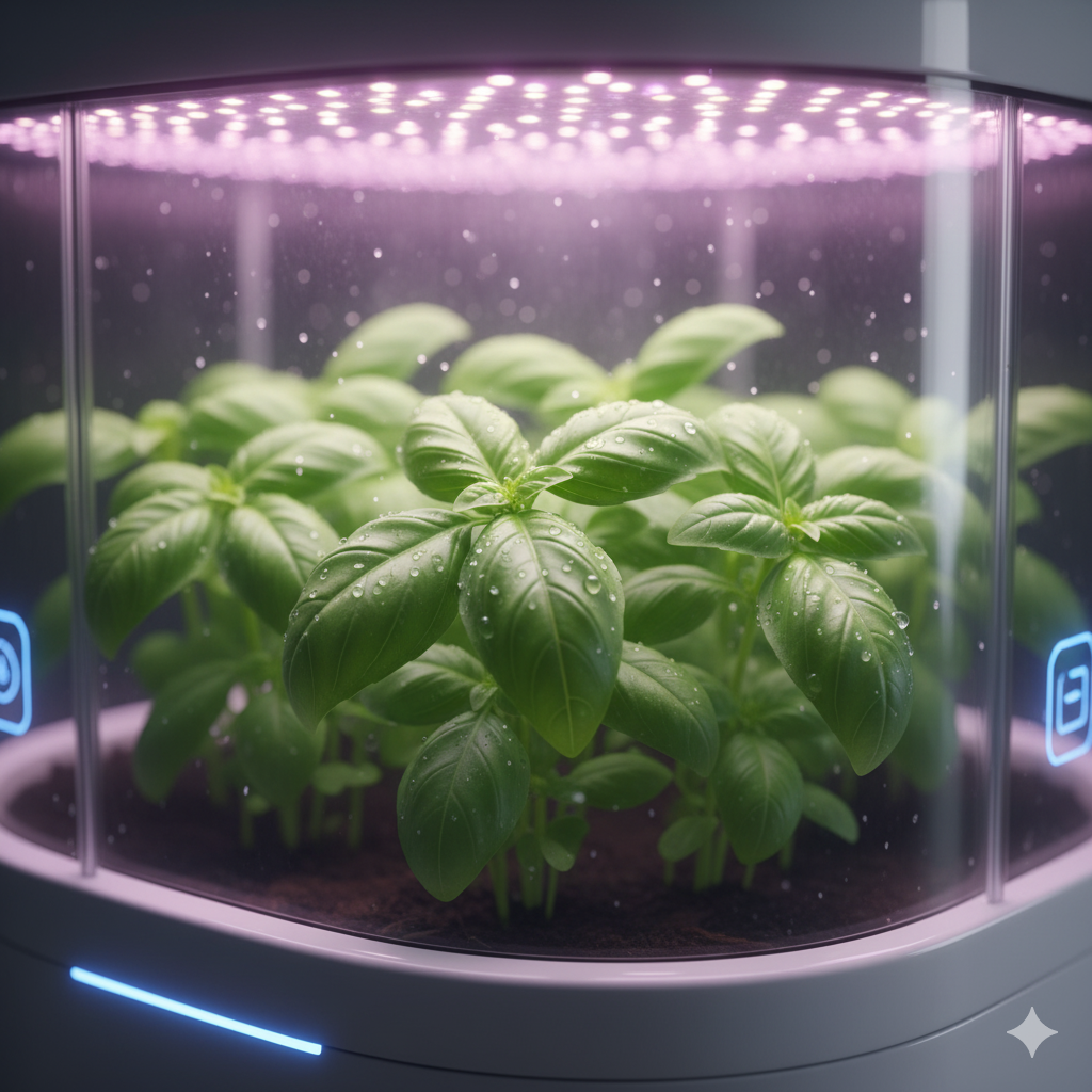 Sleek smart garden on a modern kitchen counter